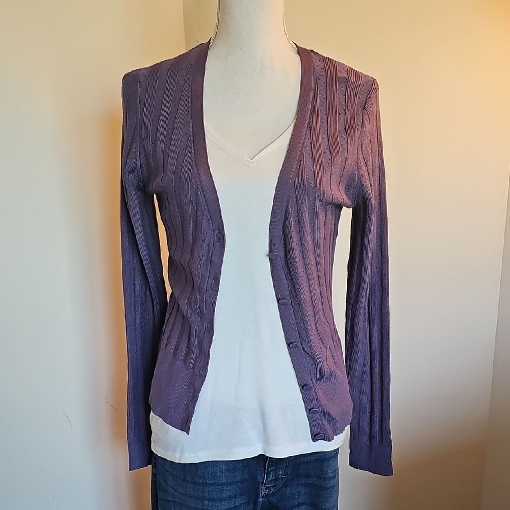 White House Black Market Purple Cardigan